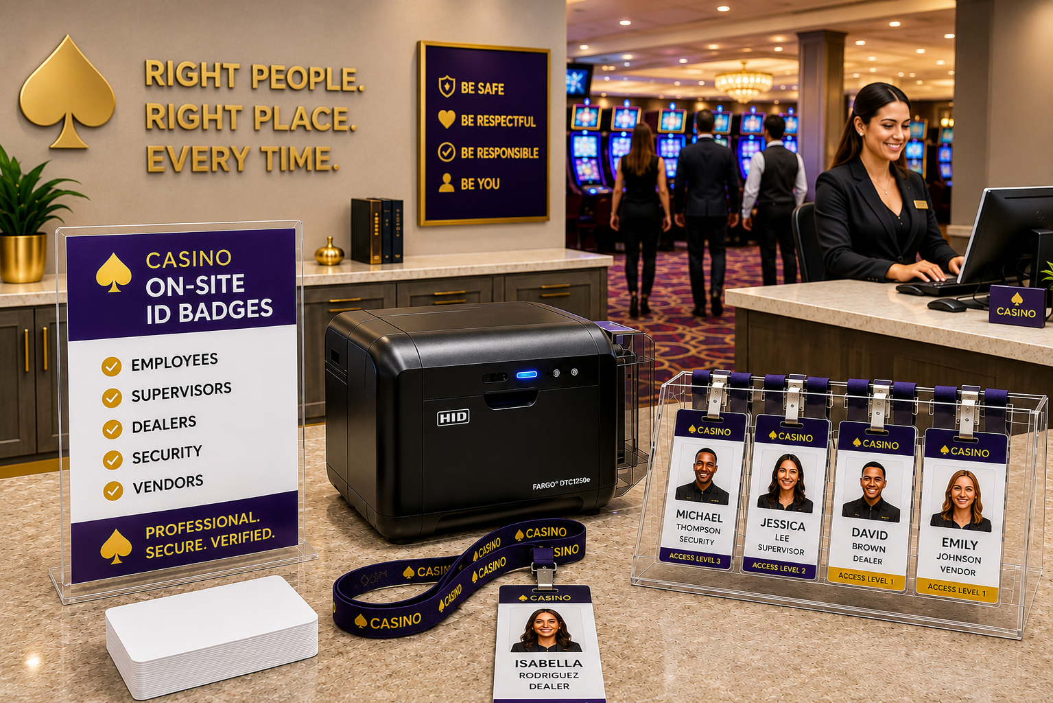 Photo ID badging for casino staff