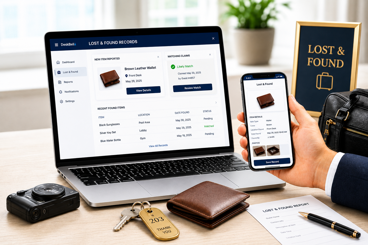 Lost & Found records on the MS SHIFT dashboard and mobile app