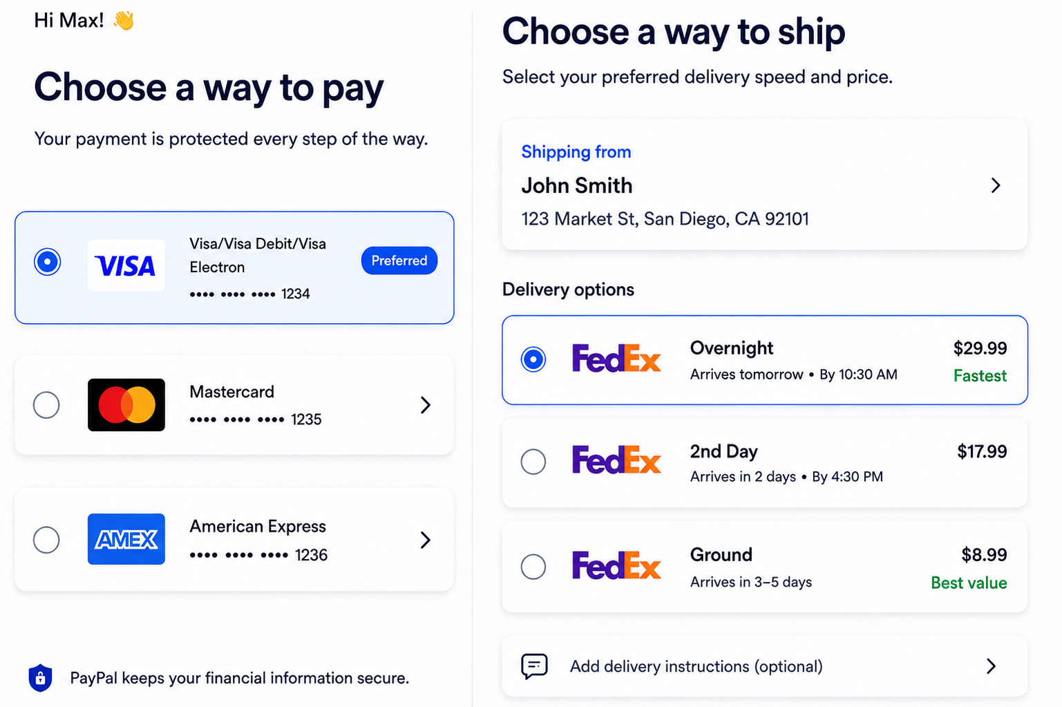 Secure PayPal checkout for return shipping