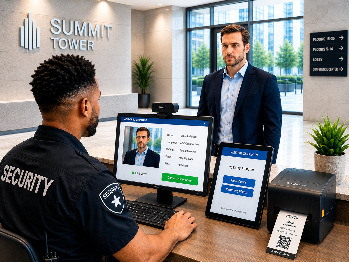 MS SHIFT security and operations in an office building lobby